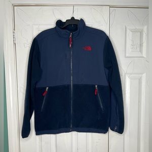 A navy blue North Face jacket